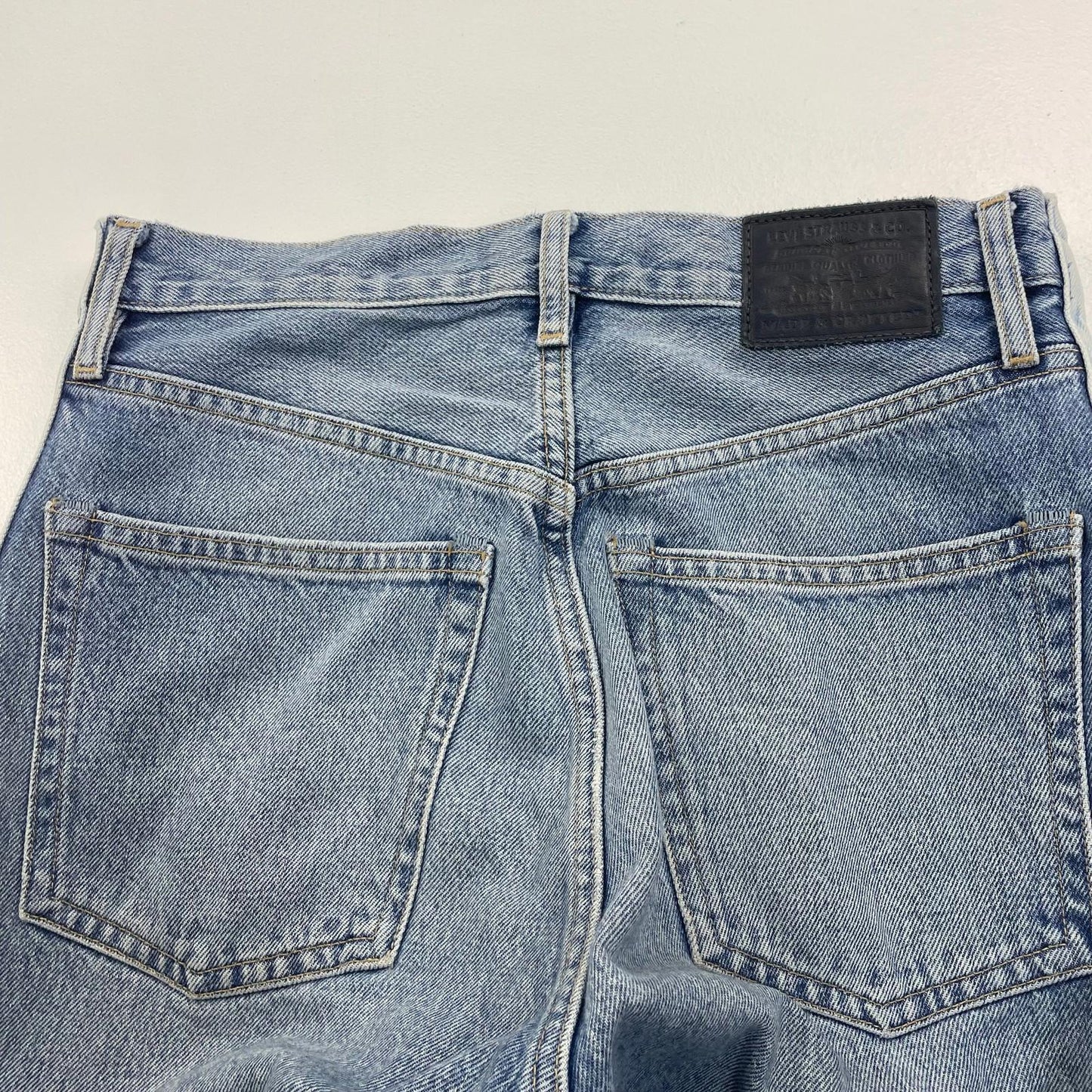 Levi's Made & Crafted Barrel Crop Jeans Stripe Denim Blue Womens UK 8