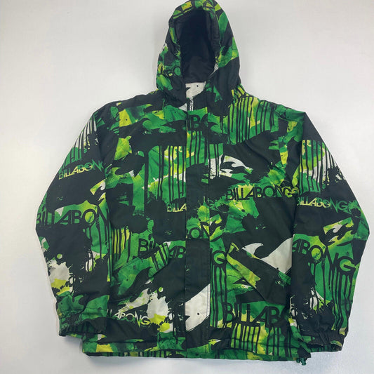 Women’s BILLABONG Green & Black 8K Waterproof Patterned Jacket , Size 16