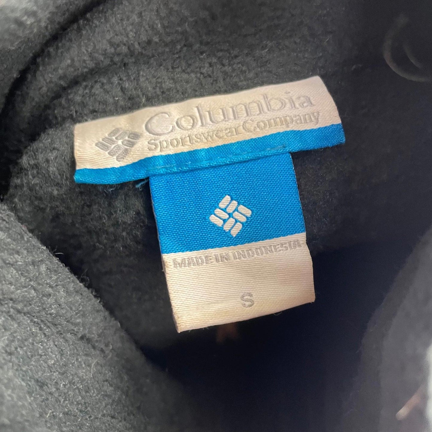 COLUMBIA Fleece Track Jacket Embroidered Varsity Black Womens Small