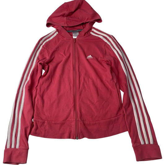 Adidas Full Zip Hoodie Pink 3-Stripe Girls UK 12