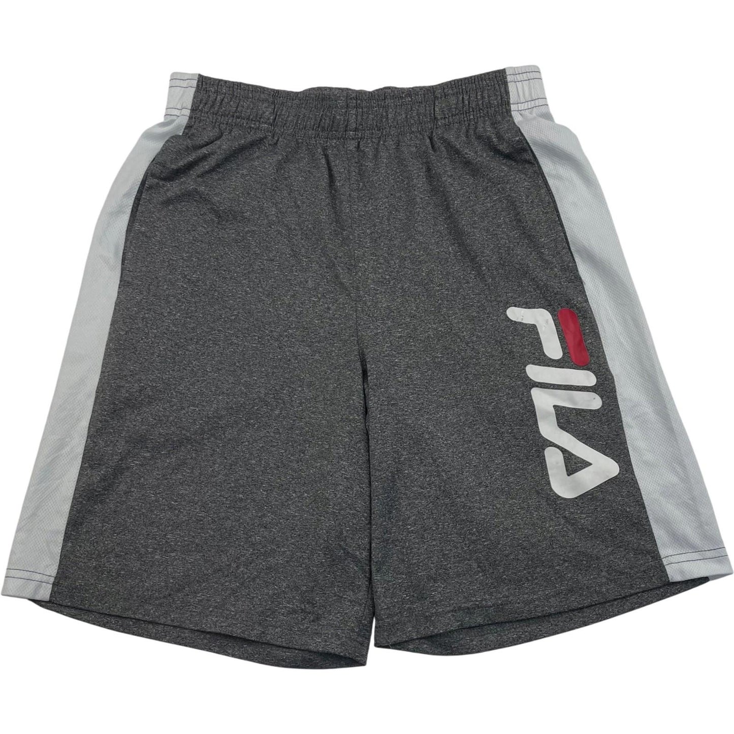FILA Athletic Shorts Logo Print Grey Elastic Waist Boys L 14/16