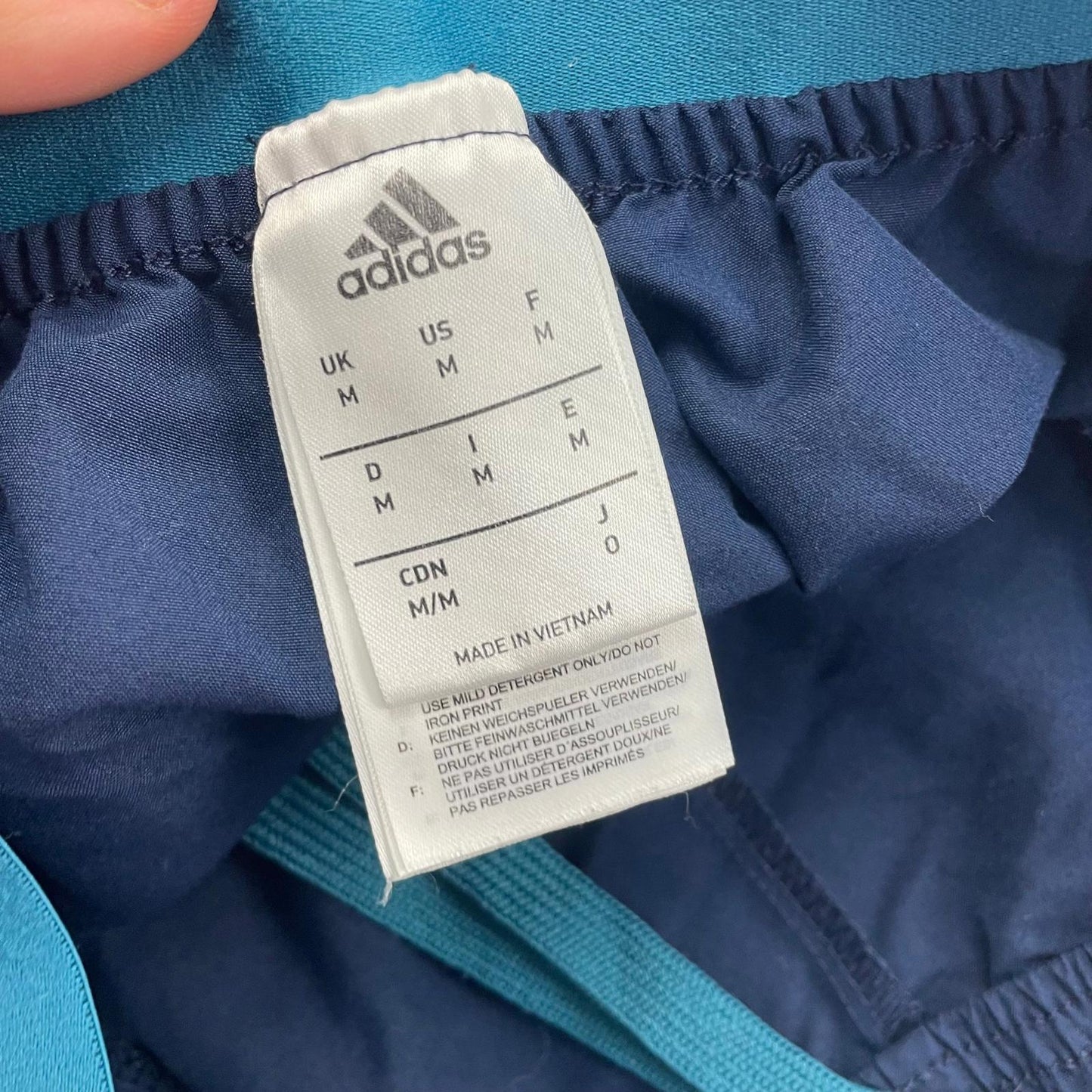 Adidas Athletic Shorts Blue Elastic Waist Drawstring Mens M