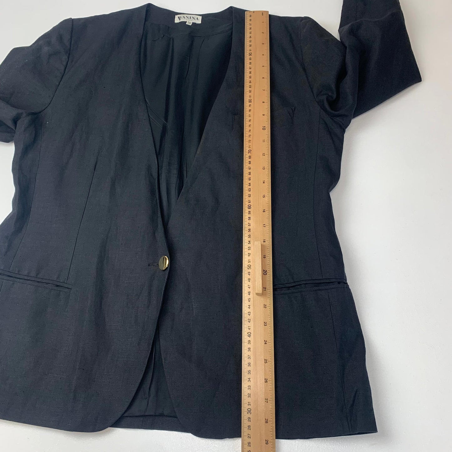 Women’s Vintage Italian Linen Jacket / Black / Italian 50