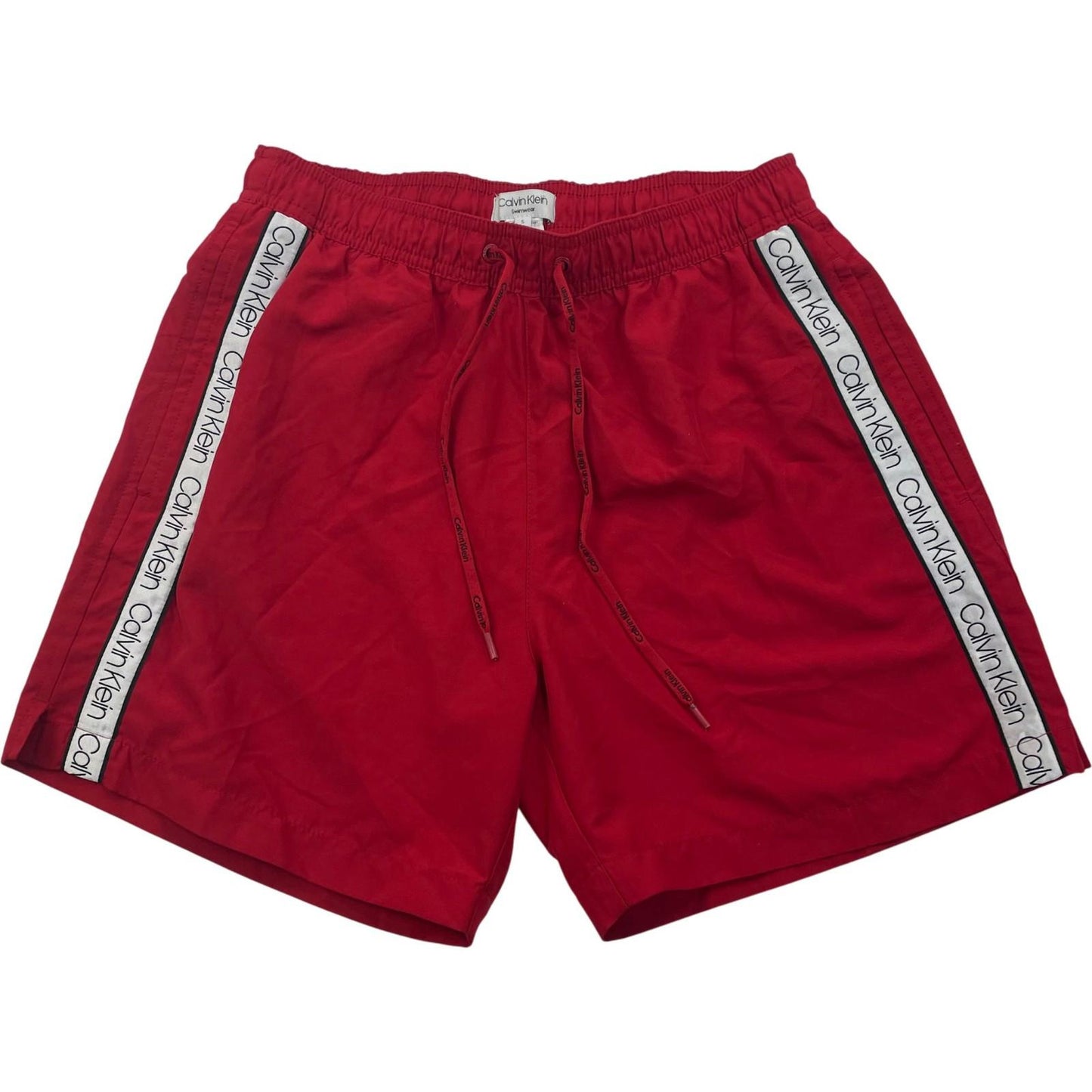 Calvin Klein Swimwear Shorts Elastic Waist Red Logo Tape Mens S