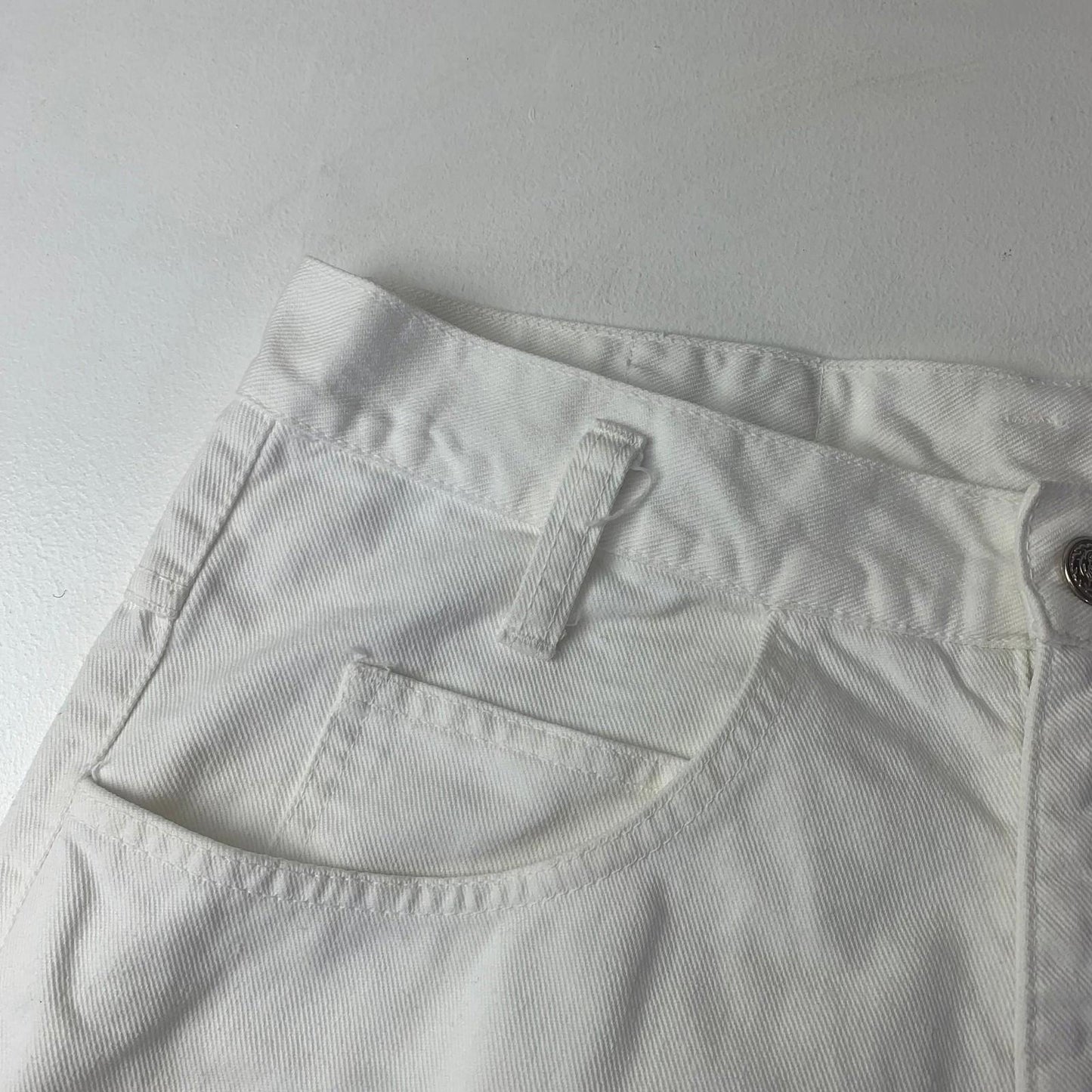 Johnny Jeans White Denim Shorts Mickey Mouse Print Women UK 10