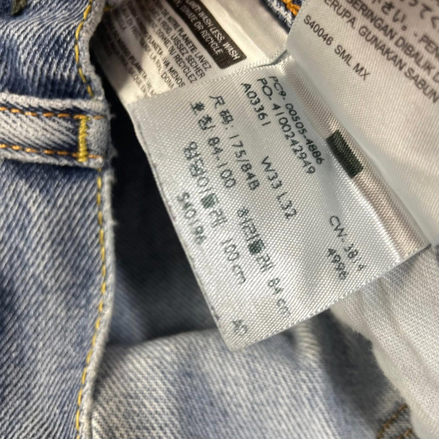 LEVI'S 505 Straight Regular Fit Denim Blue Jeans Mens W33 L32