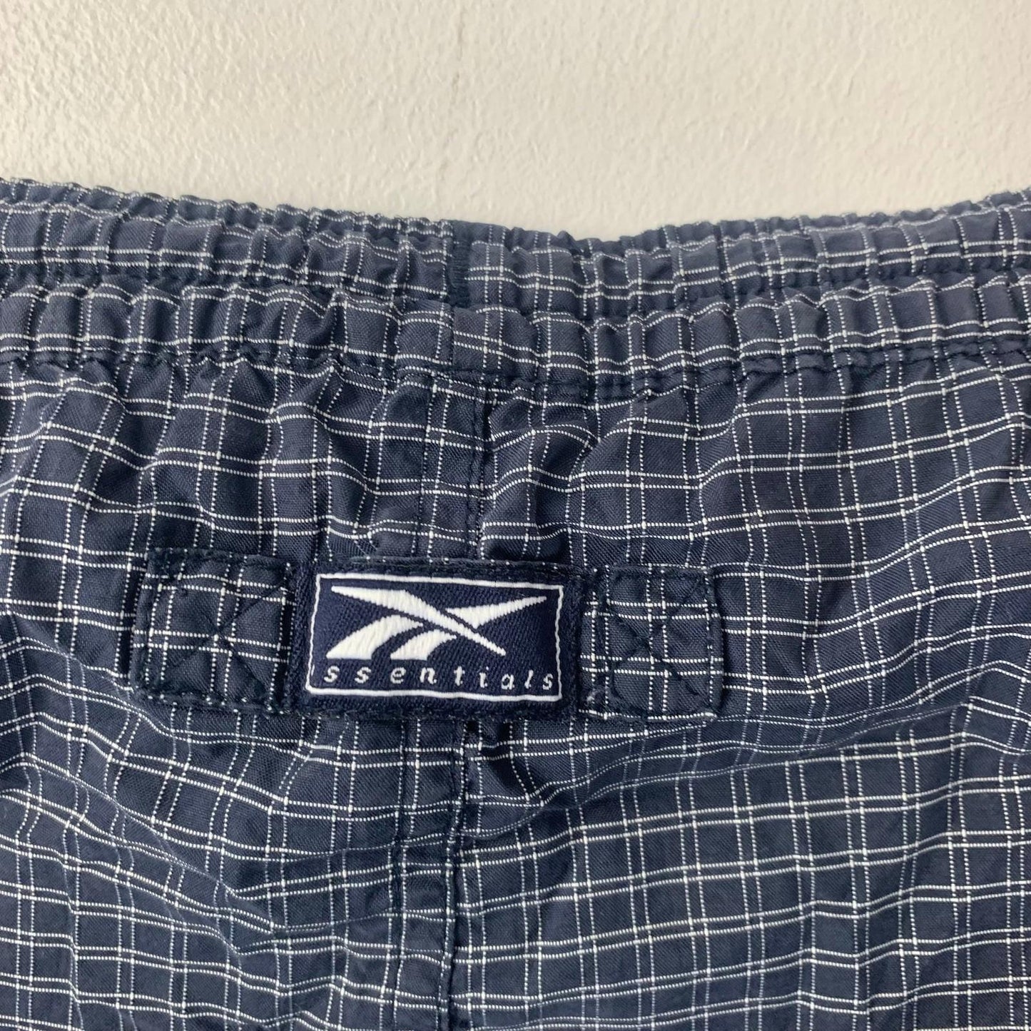 Reebok Essentials Swim Shorts Check Pattern Mesh Lining Blue Mens 30