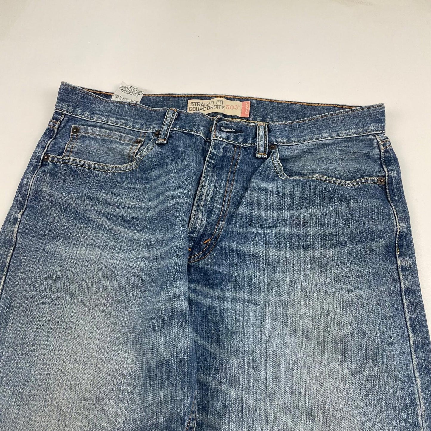 LEVI'S 505 Jeans Straight Fit Blue Denim Vintage Washed Mens W34 L30