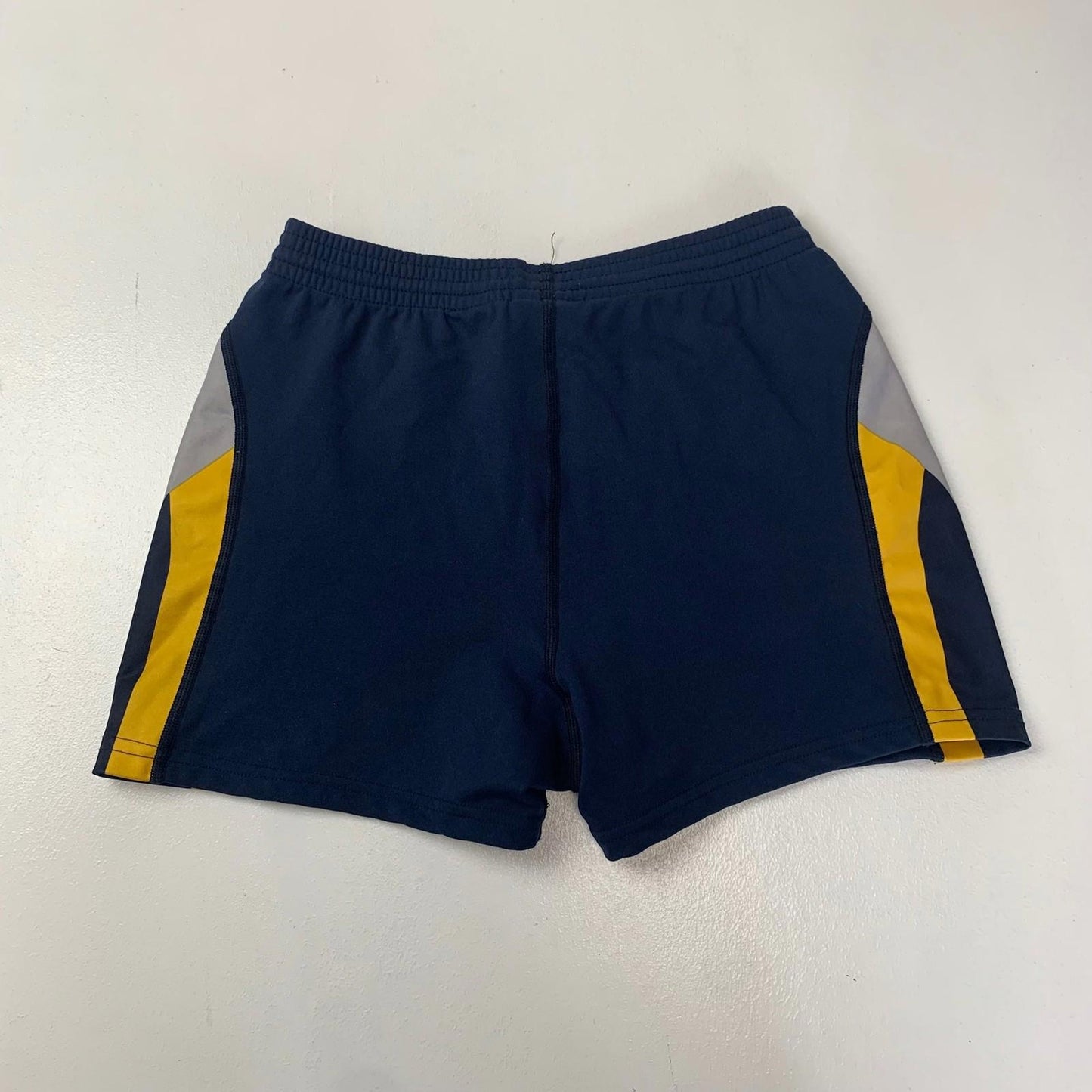 ASICS Boys Athletic Running Shorts Navy Yellow Grey Large