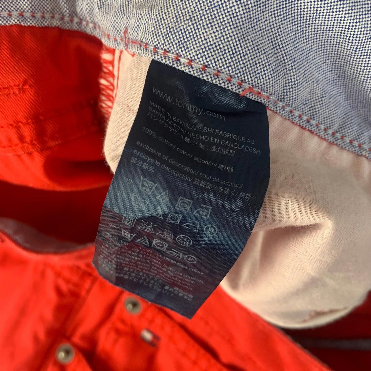 Tommy Hilfiger Red Trousers Straight Cotton Stylish Mens 32/30