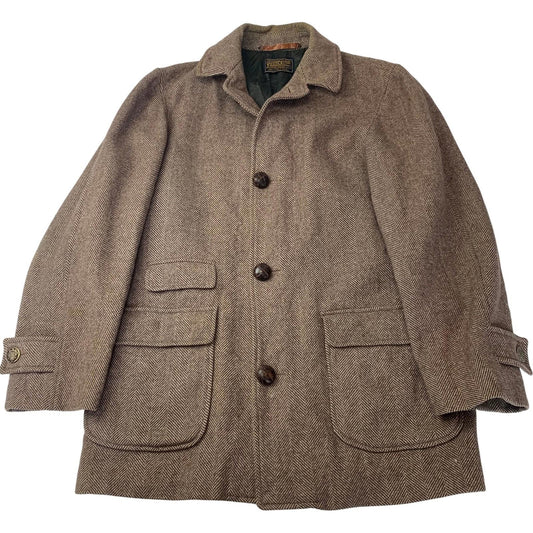 Pendleton Herringbone Wool Jacket Classic Vintage Brown Mens 42R