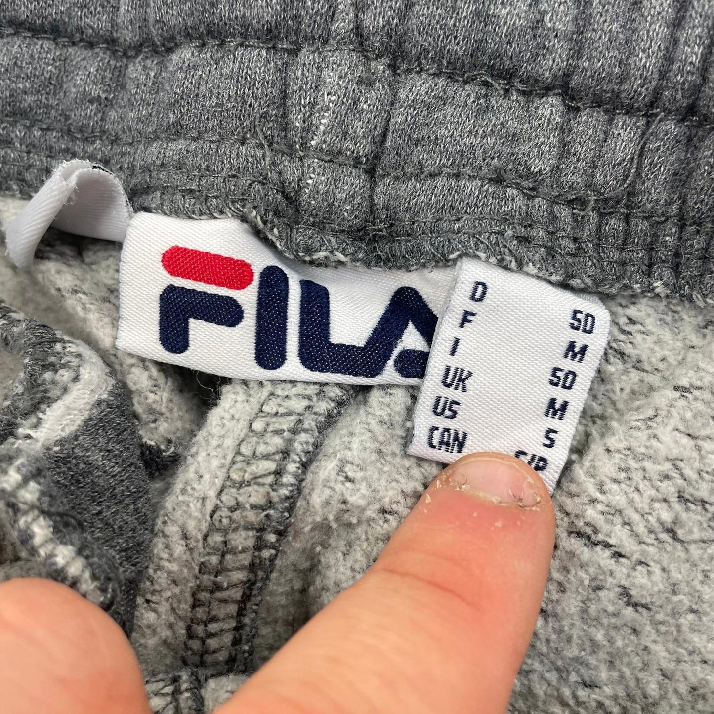 FILA Jogger Sweatpants Elastic Waist Grey Mens Medium UK M