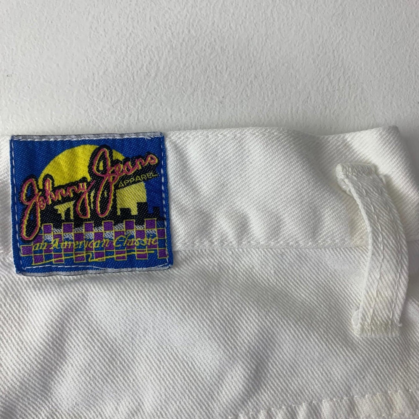 Johnny Jeans White Denim Shorts Mickey Mouse Print Women UK 10