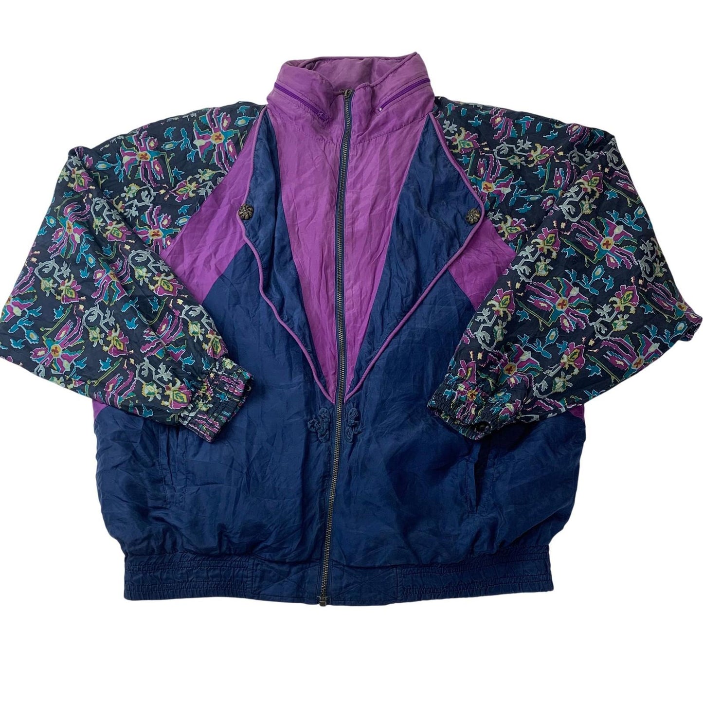 Janeve Windbreaker 80s Retro Multicolour Patterned Silk Men's M Jacket