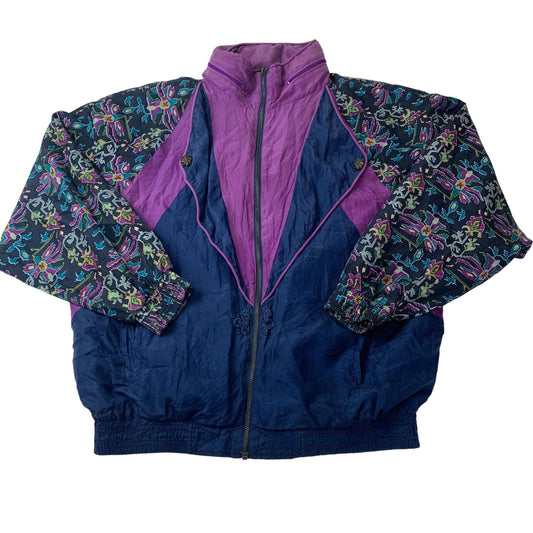 Janeve Windbreaker 80s Retro Multicolour Patterned Silk Men's M Jacket