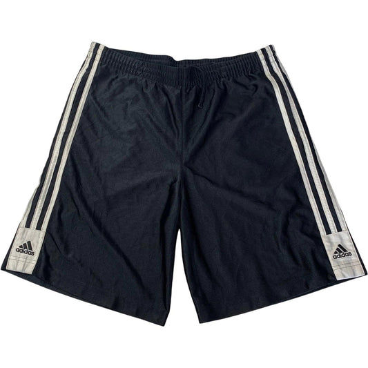 ADIDAS Athletic Shorts Three Stripes Logo Black Elastic Waist Mens M
