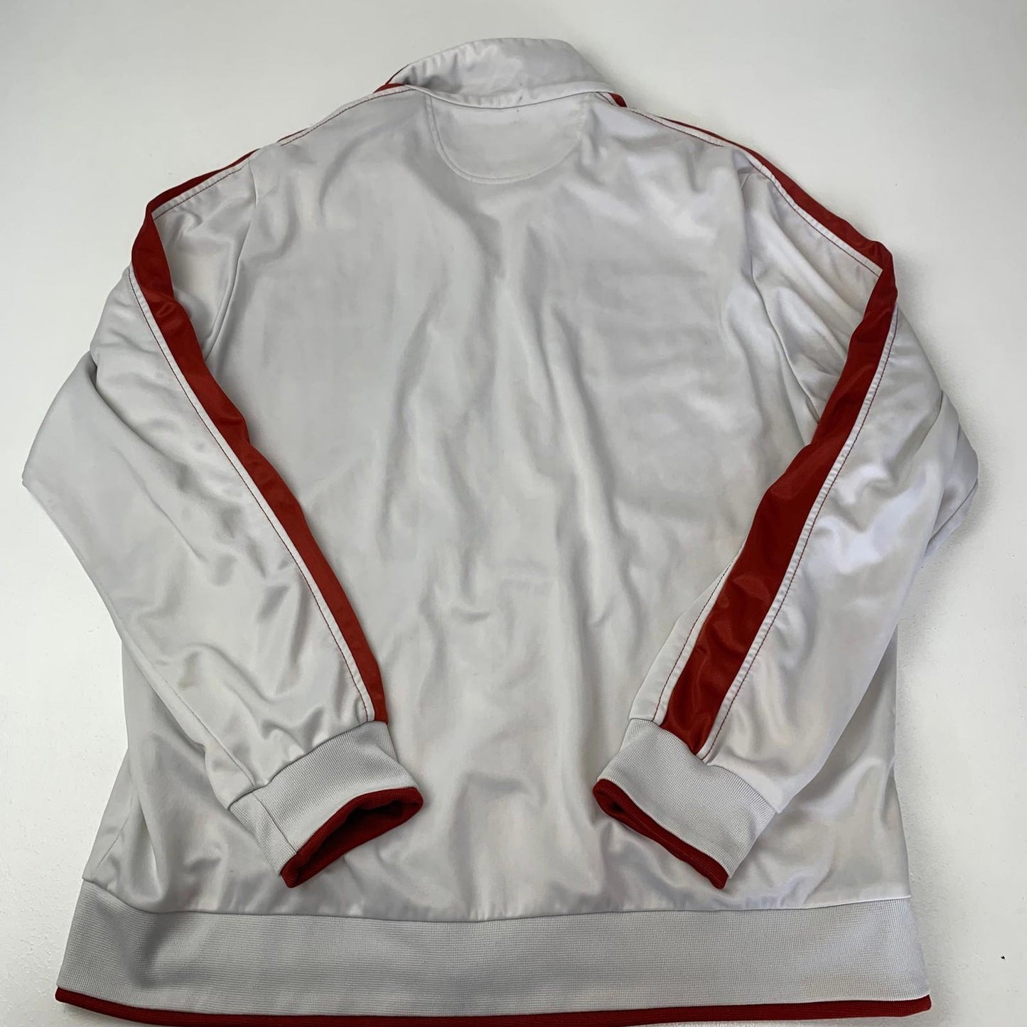 LOTTO Track Jacket Retro Striped Zip White Red Mens Medium
