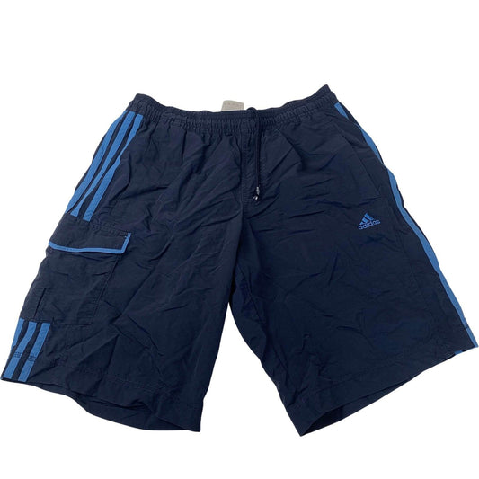 ADIDAS Cargo Activewear Shorts 3-Stripes Blue Relaxed Fit Mens Label Size Small