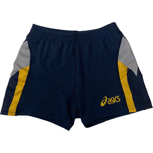 ASICS Boys Athletic Running Shorts Navy Yellow Grey Large