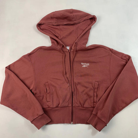 Womens REEBOK cropped Full Zip Hoodie / Rose / Small