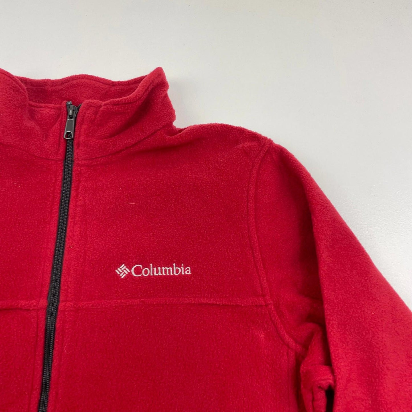 COLUMBIA Fleece Jacket Warm Winter Red Zip Mens M