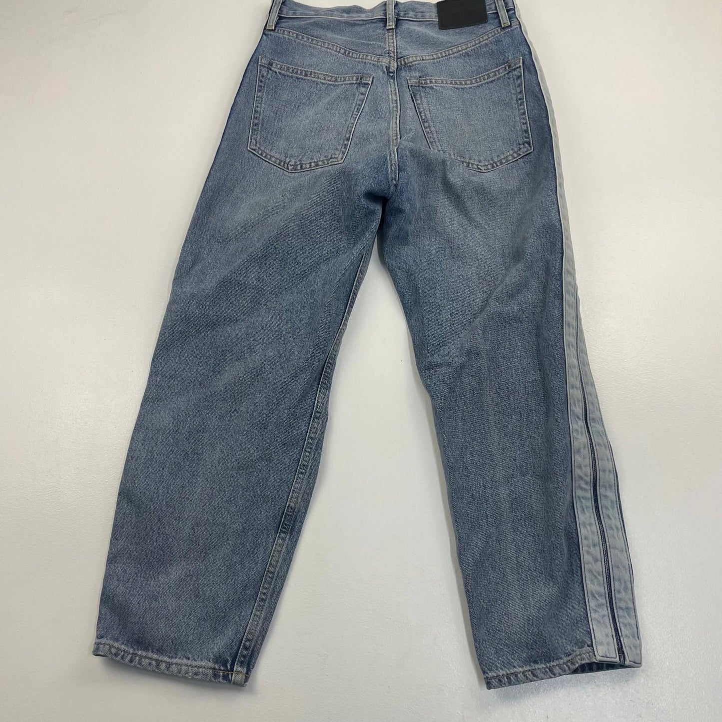 Levi's Made & Crafted Barrel Crop Jeans Stripe Denim Blue Womens UK 8