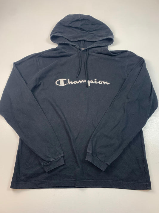Women’s Vintage CHAMPION Embroidered Hoodie / Black / Large
