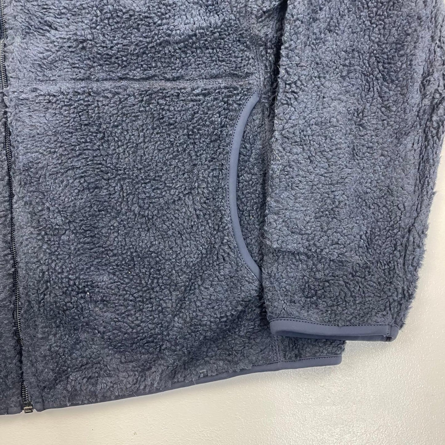 NAUTICA Fleece Jacket Full Zip Soft Sherpa Navy Blue Mens L