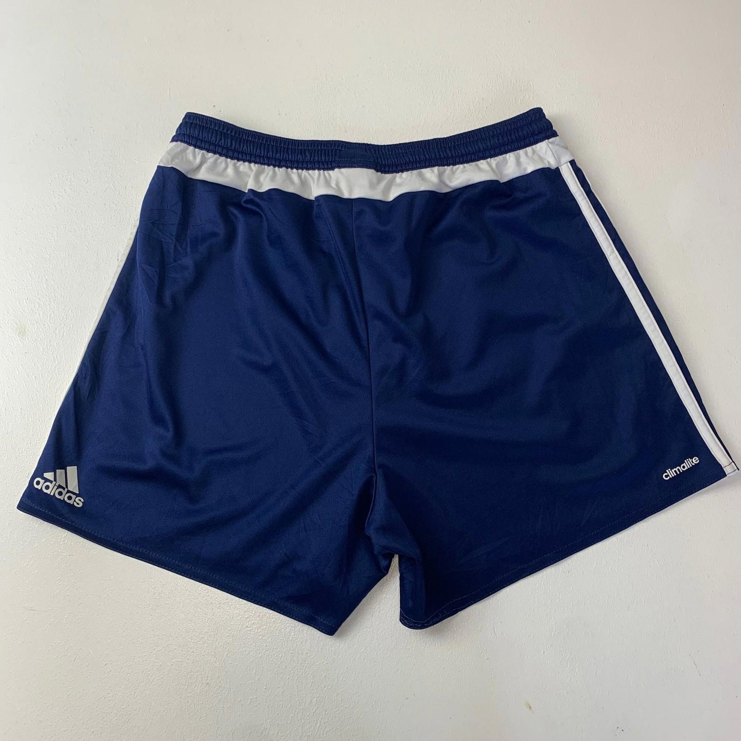 Adidas Climalite Shorts Blue Three Stripe Design Womens UK 8-10