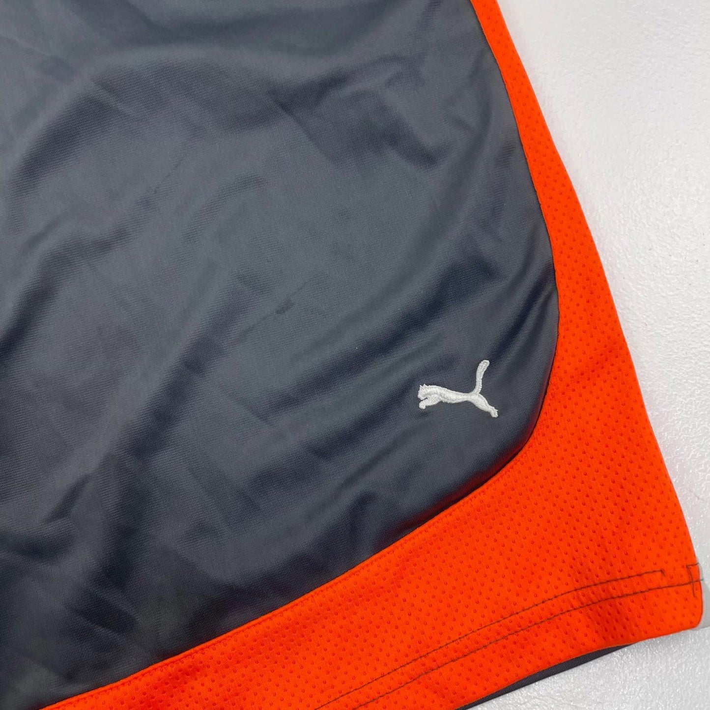 PUMA Active Shorts Mesh Panel Athletic Grey Orange Boys XL