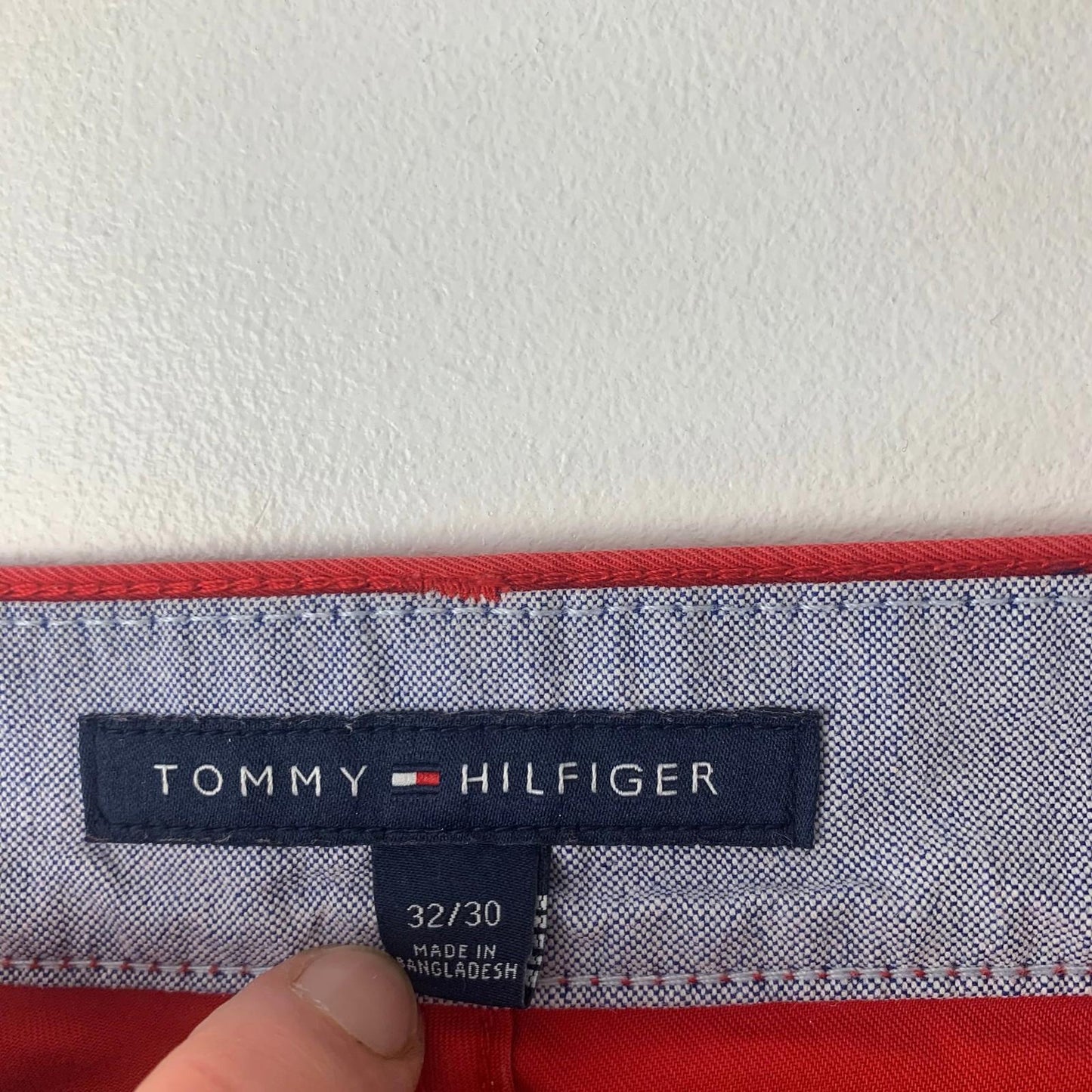 Tommy Hilfiger Red Trousers Straight Cotton Stylish Mens 32/30