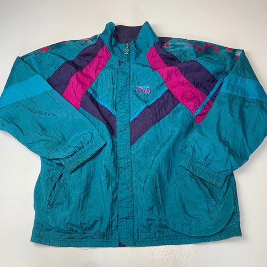 Men’s Vintage DIADORA Shell Jacket / Retro 90’s Track Top / Multicoloured/ Large