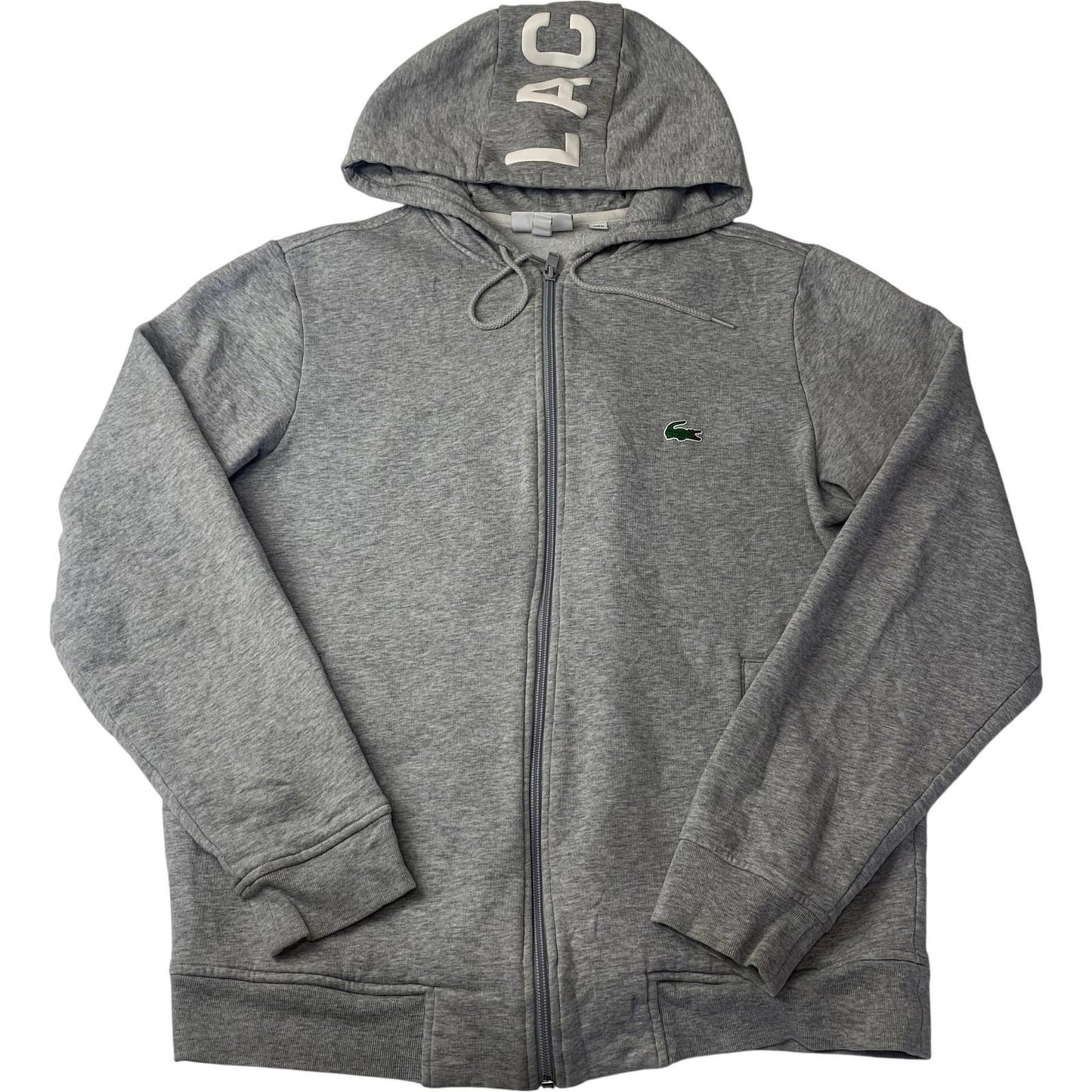 Lacoste Full Zip Hoodie Embroidered Logo Grey Casual Women's Label Size L