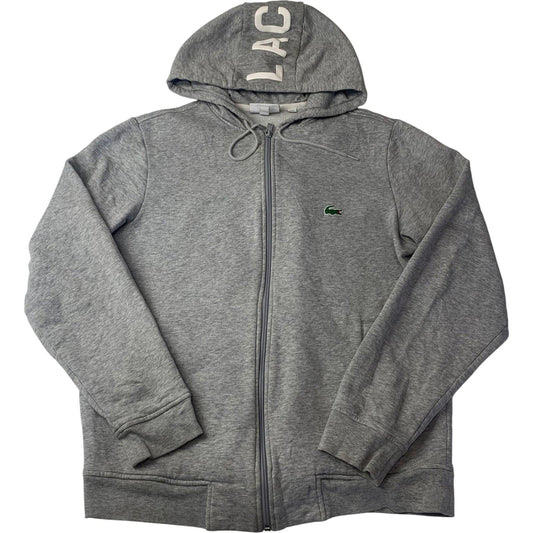 Lacoste Full Zip Hoodie Embroidered Logo Grey Casual Women's Label Size L