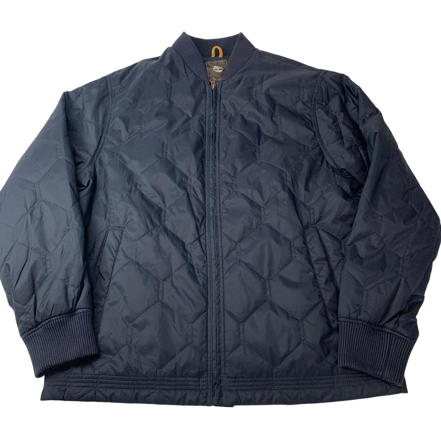 Timberland Quilted Bomber Jacket Ribbed Collar Dark Blue Mens XL