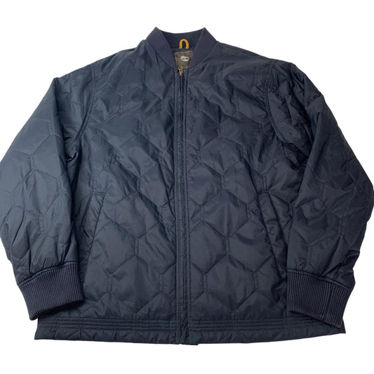 Timberland Quilted Bomber Jacket Ribbed Collar Dark Blue Mens XL