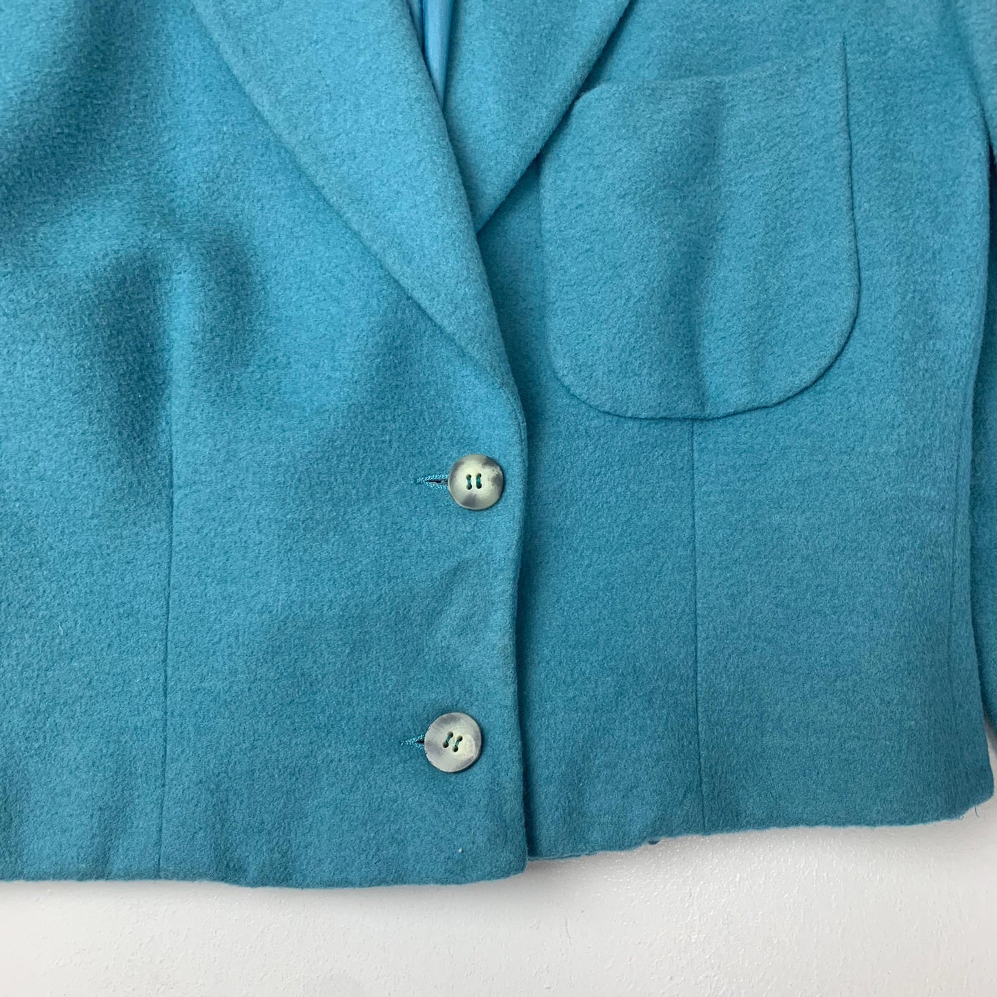 Women’s Vintage ANGELA FIORE Cropped Wool Jacket / Turquoise / Italian 42