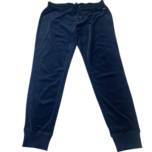Calvin Klein Jogger Sweatpants Velour Ribbed Cuffs Navy Blue Women XL