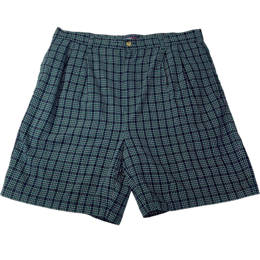 Tommy Hilfiger Men's Checkered Cotton Casual Shorts Green Plaid Size W36
