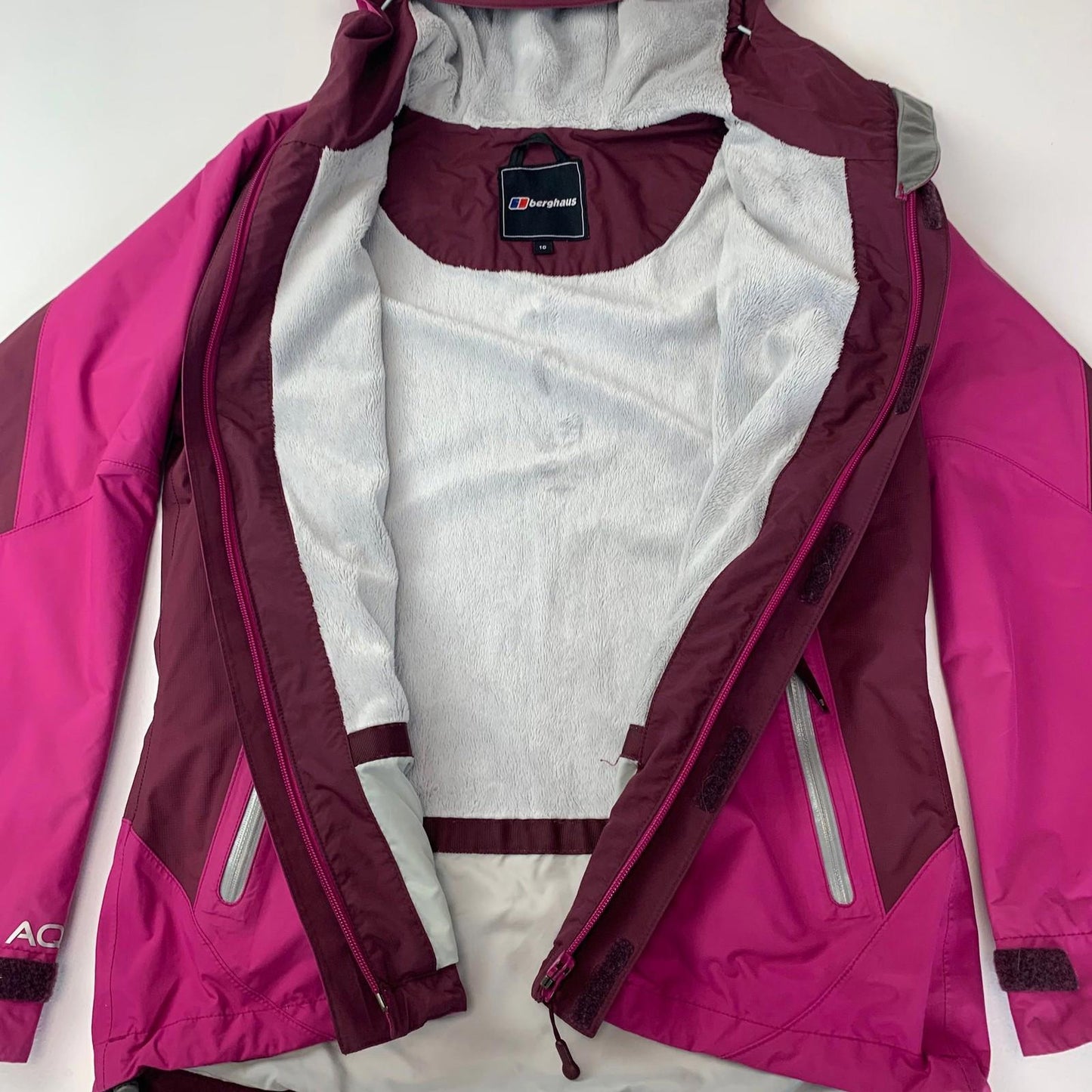 Berghaus Waterproof Jacket AQ2 Fleece Lined Hooded Pink Womens UK 10