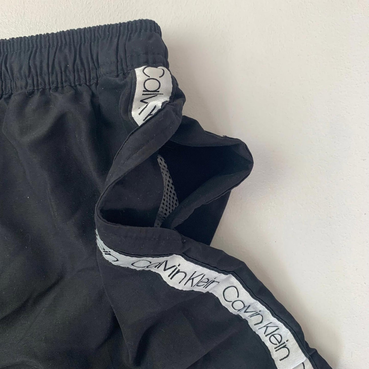 CALVIN KLEIN Swim Shorts Black Logo Tape Men’s Small S