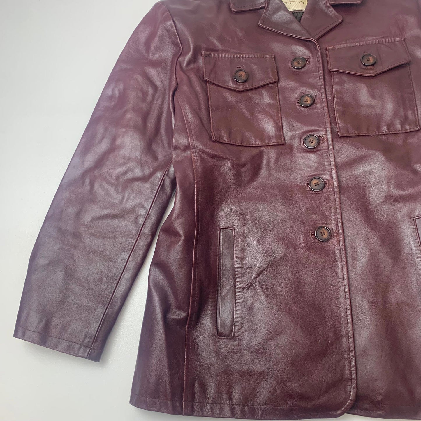 Women’s CONBIPEL Leather Jacket / Italian 44 / Burgundy / Small - Medium