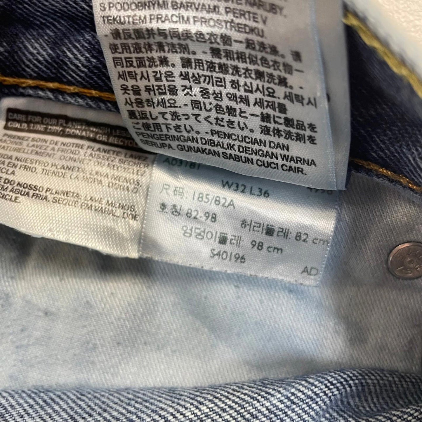 LEVI'S 505 Jeans Straight Regular Fit Blue Denim Classic Mens W32 L36