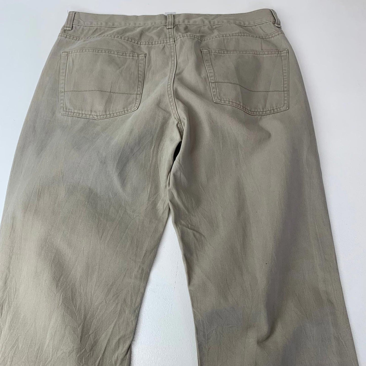 Chaps 5-Pocket Twill Trousers Casual Beige Mens 34 X 32