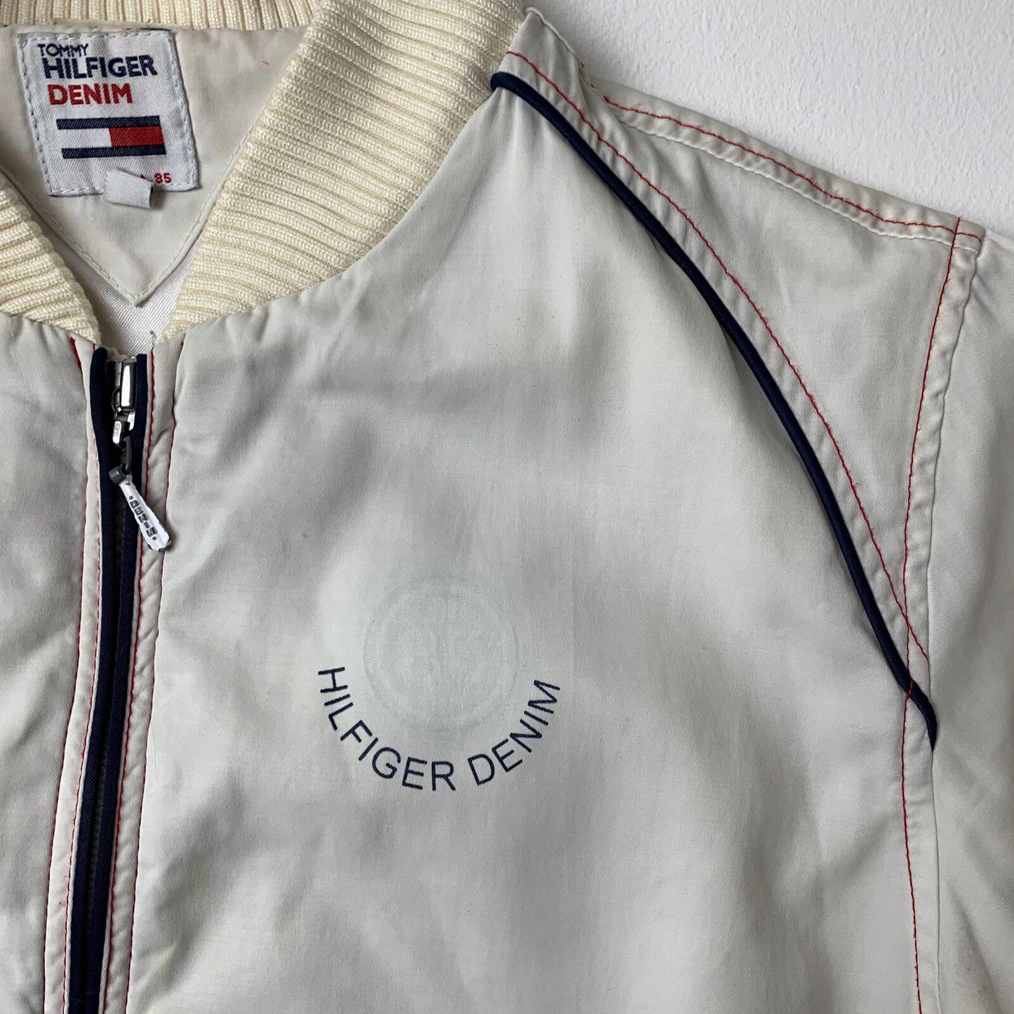 Girls TOMMY HILFIGER Cream Jacket / Back Spellout / 12-13 yrs