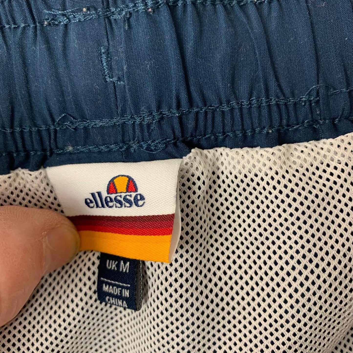 ELLESSE Swim Shorts Drawstring Waist Blue Logo Men's Medium UK M