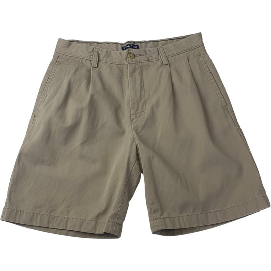 Nautica Men's Chino Shorts Beige Pleated Classic Fit Summer 30W