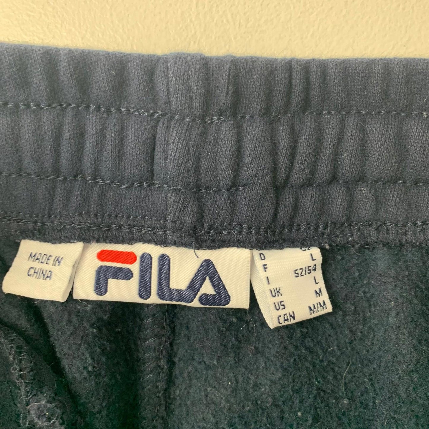 Fila Men's Jogger Sweatpants Dark Blue Casual Trousers Elastic Waist L