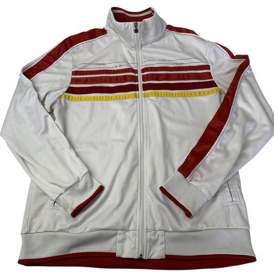 LOTTO Track Jacket Retro Striped Zip White Red Mens Medium