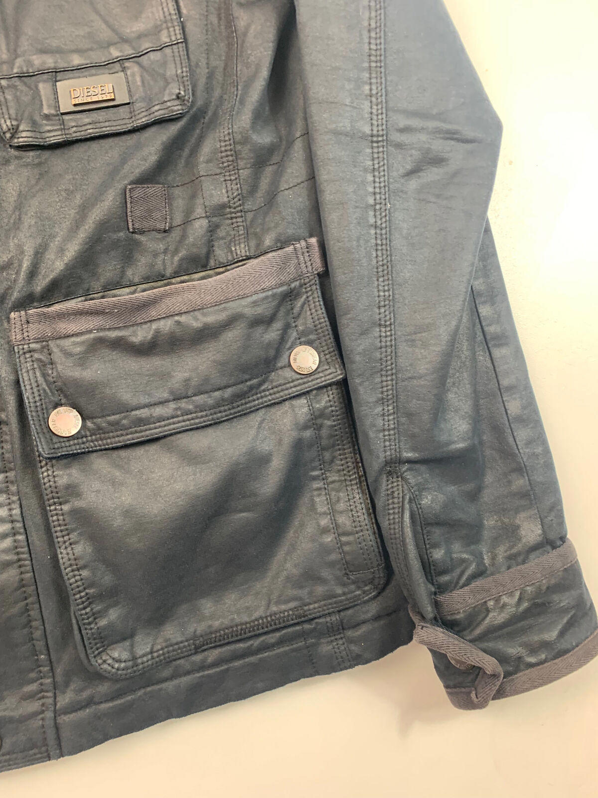 Mens Diesel Waxed Cotton Style Utility Jacket / Medium / Black / Versatile